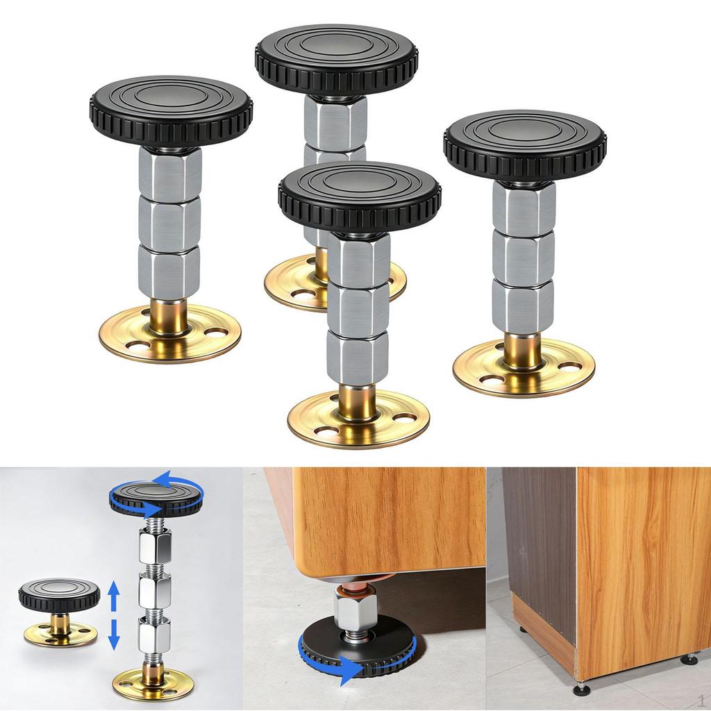 4 Pieces Adjustable Anti-Vibration Bed Tools, Stoppers, Lightweight, Non-Slip, Alloy Stabilizers