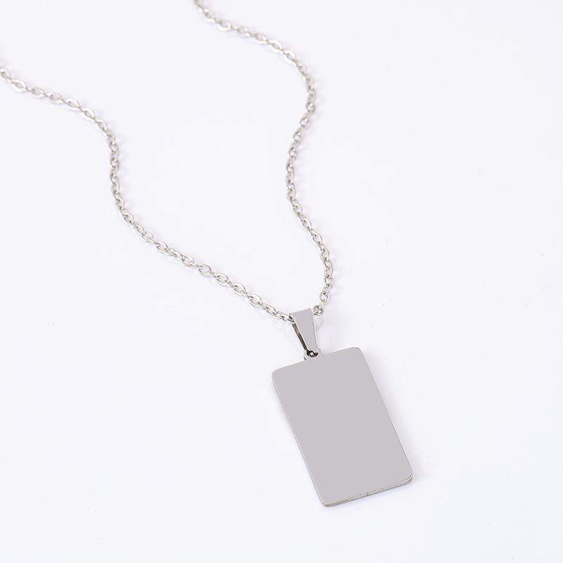 Stainless Steel Rectangular Laser-Engraved Metal Necklace with UV Color Printing