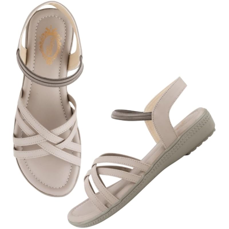 Shoetopia Women'S Snd-1080 Grey Flat Sandal-9 Kids Uk (Snd-1080-Grey)-Eu42
