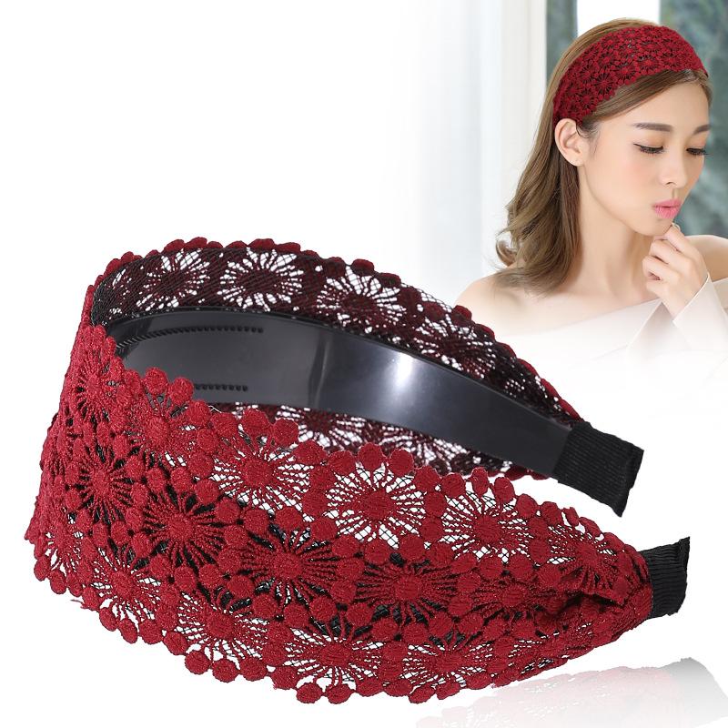 Korean White Lace Wide Hair Clip Headband for Women - Fashion Hair Flower Scarf