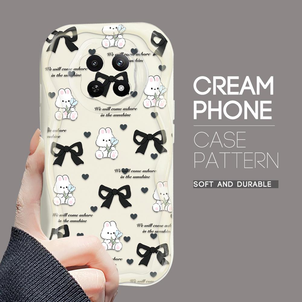 Cartoon Pattern Cream Texture Casing Wavy Edge Soft Silicone Cover Phone Case for OPPO Reno Realme OnePlus Vivo
