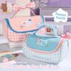 Gingham Print Stationery Bag Bow Handle Pencil Pouch Multi-Functional Pencil Case  Students