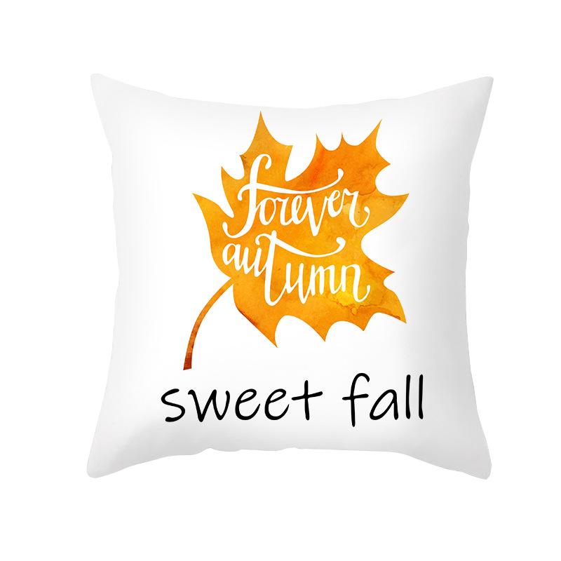 New Autumn Thanksgiving Pillow Cover Peach Skin Polyester Printed Pumpkin Harvest Pillow Home Pillow Cover