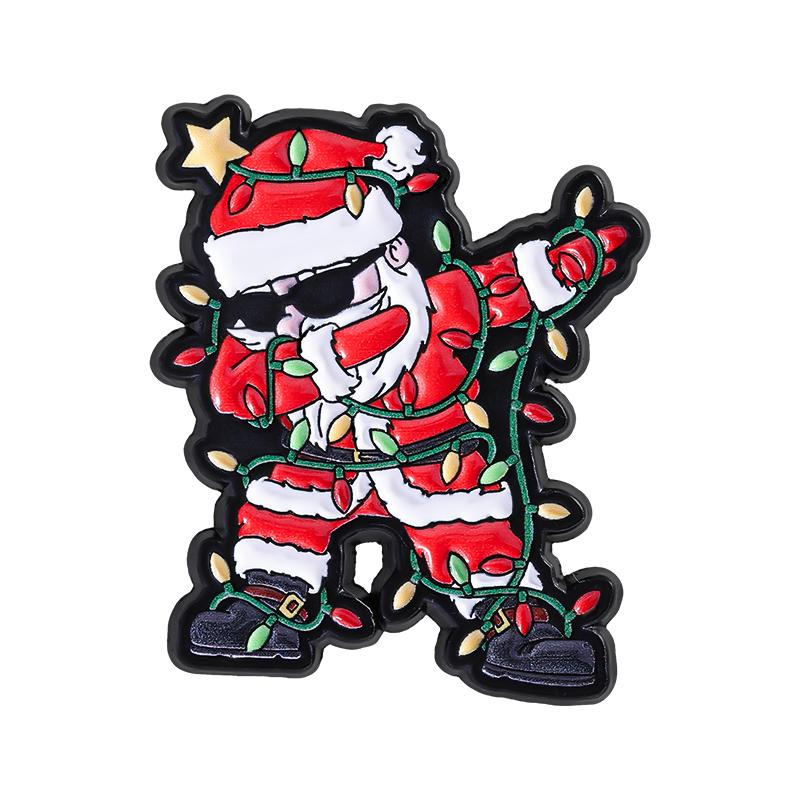 Santa Claus Delivering Gifts Enamel Pins Custom Halloween Brooches Lapel Badges Clothes Funny Jewelry Gift for Kids Friends