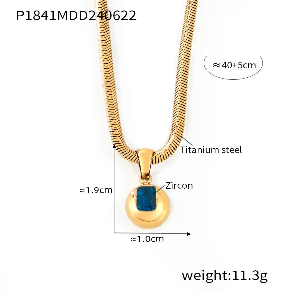 18k Gold-Plated Titanium Steel Geometric Zircon Pendant Necklace - European & American Fashion Style