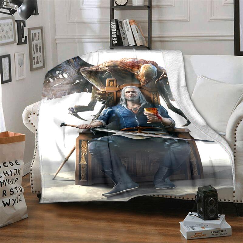 The Witcher Flannel Blanket Soft Warm All-Season Throw, Design for Camping, Car Travel, Hiking Sofa, Bed, Office Perfect Gift for Parties