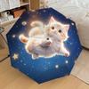 1pc Starry Night Kitten Umbrella with Plastic Handle,Suitable for All Seasons Home Travel Outdoor UmbrellaDD445