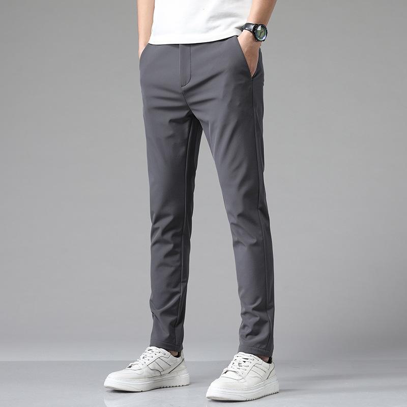 Men's Spring & Autumn Elastic Straight-Leg Business Trousers - Youth Fashion Solid Color