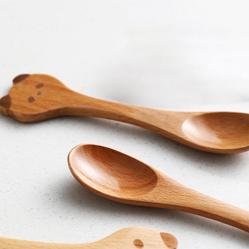 Kreativer hölzerner Cartoon-Löffel Kleiner Holzlöffel Honiglöffel Glatter hölzerner Teelöffel Kaffee Ovaler Holzlöffel