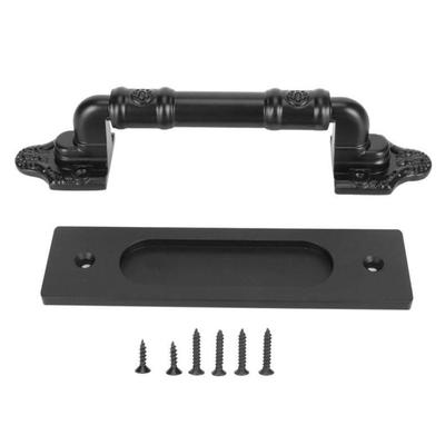 Poignée de tirage pour porte coulissante Robuste Métal Noir Sans fente Poignée de tirage et encastrée pour porte de grange