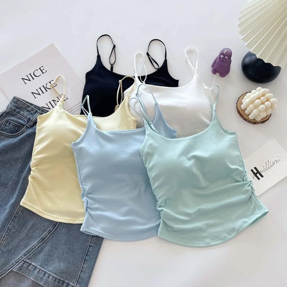 Chest Pad Tank Top Halter Crop Tops Women Summer Camis Backless Camisole Fashion Tube Lady Sleeveless Cropped Vest