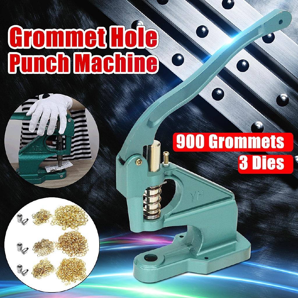 

New Green Heavy Grommets Eyelets Punch Hand Press Machine Craft Clothing Grommet Kit 3 Dies 900 Grommets DIY Manual Tools Kit