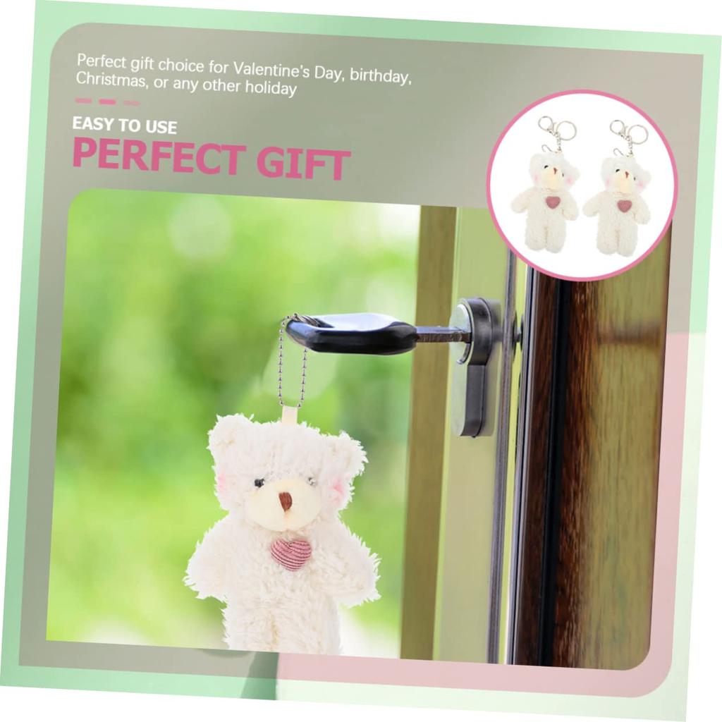 EXCEART Set of 2 Fluffy Bear Plush Hanging Ornaments for Bags Cute Animal Lightweight Soft Cute Keychains Keychains, & Backpacks, Pendants, Material,