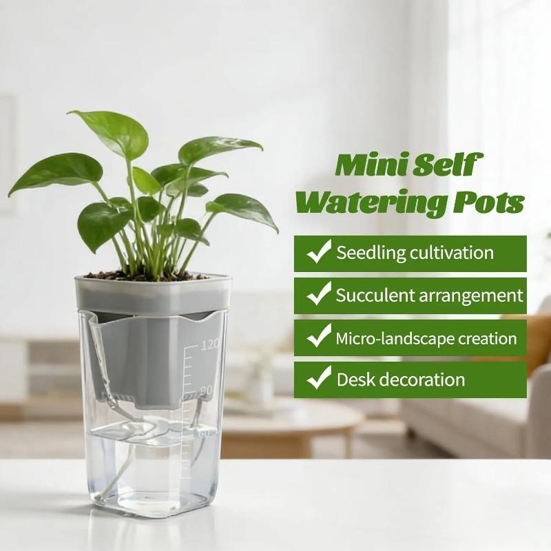 Automatic Self-Watering Flower Pot, Translucent Plastic Planter with Drainage Holes, For Succulents & Cuttings, Home Gardening Decor
