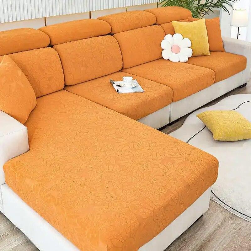 Blumen-Jacquard-Chenille-Sofa-Matratze, elastisch, rutschfest, Couch-Kissen, Schonbezüge, L-förmiger Sofa-Schutz