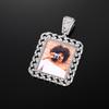 European-American DIY Memorial Pendant: Square Photo Frame Zircon Hip Hop Necklace
