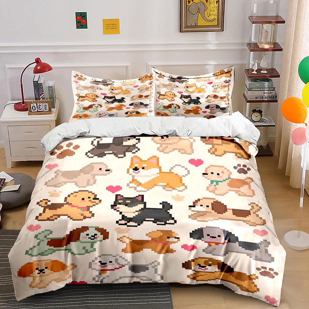 "Pixel Dogs Bedding Set" Bedding Duvet Cover Set Duvet Cover Pillowcases  (1 * Duvet Cover 2 * Pillowcases, Without Duvet Insert)