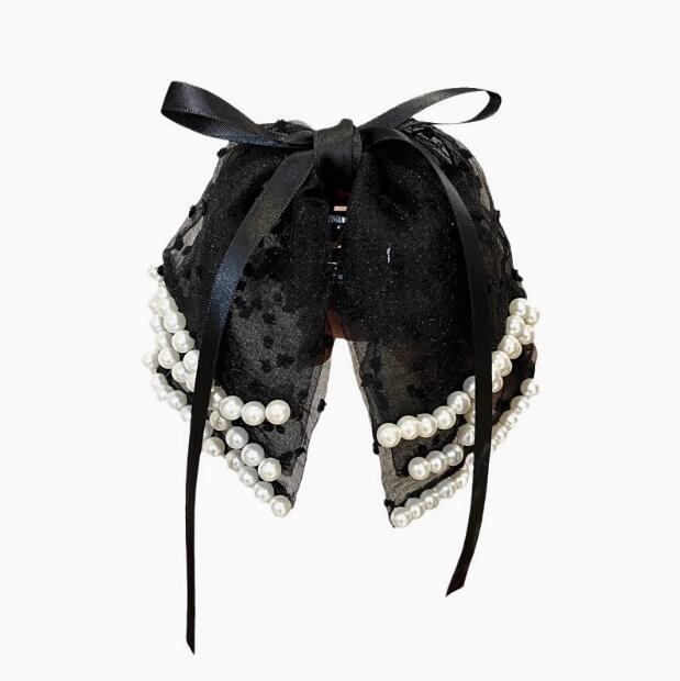 Super fairy multi-layer bow semi-tie hair beads grab clip, new disc hair on the back of the woman's head shark clip hairpin