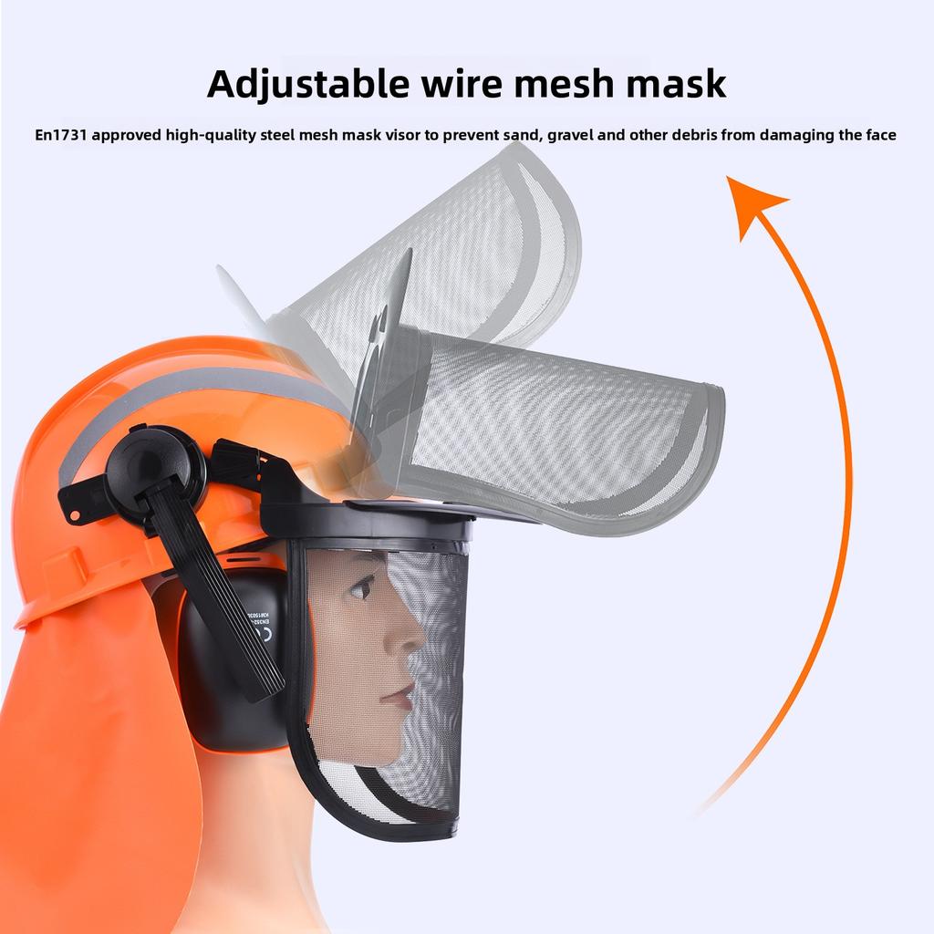 Forestry Chainsaw Helmet Adjustable SNR Earmuffs Mesh Goggles