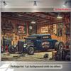 Classic Hot Rod Car Garage Tapestry Vintage Automotive Art Workshop Decor Man Cave Wall Hanging Retro Vehicle Print