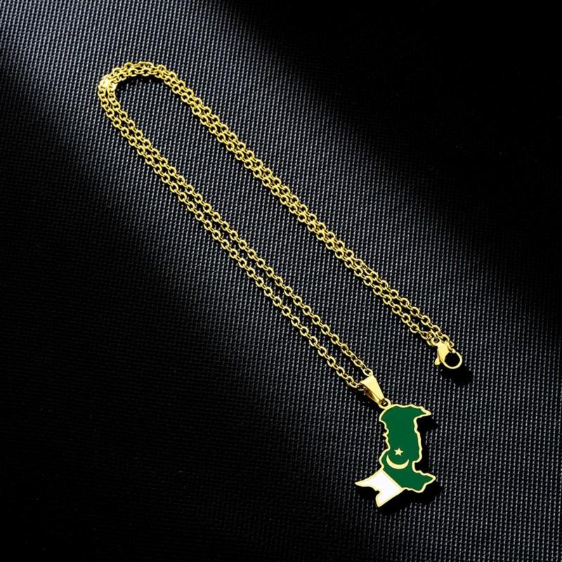 Pakistan Flags Pendant Necklace Fashionable National Maps Neckchains Adjustable Ethnic Collarbone Chains Couple Gifts