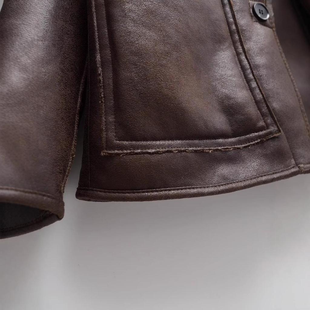 2024 Women's Reversible Double-Sided Faux Leather Coat