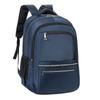 Einfarbiger Rucksack mit mehreren Reißverschlusstaschen und seitlichen Netztaschen, ideal für Schule und Reisen