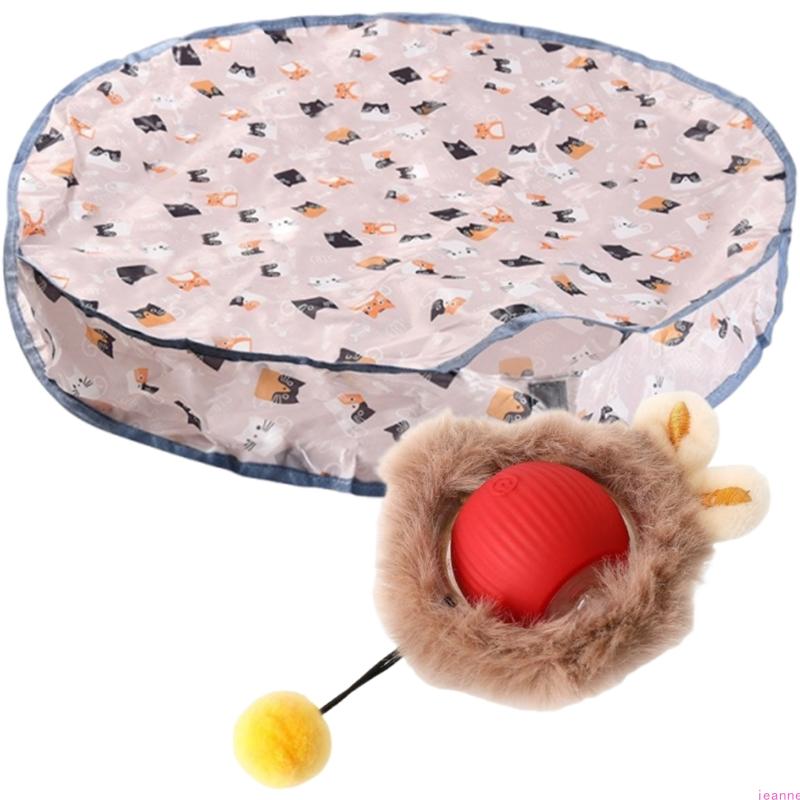 Interactively Hunting Cover Cats Toy Set with Removable Teaser with Large Mats for Indoor Exercise and Mental Stimulation