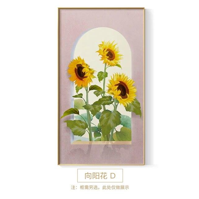Flowers Canvas Painting Rose Sunflowers Poster Print Nordic Wall Freshing Picture for Living Room Dining Room Modern Home Decor