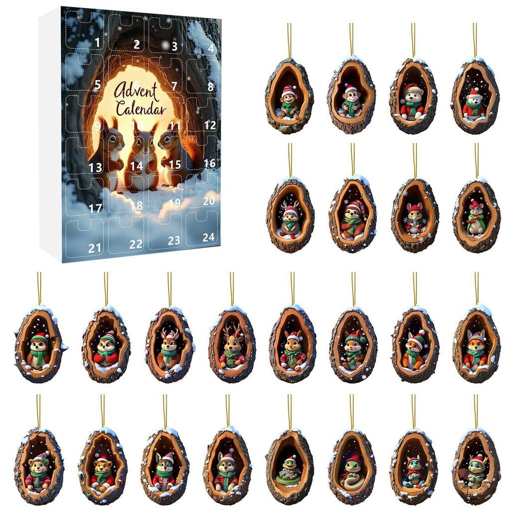 Christmas Countdown Advent Calendar With Acrylic Tree Hole Animal Decorations For Holiday Parties And Giftgiving