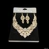 [KK Solis] Flower Motif Gorgeous Necklace & Earrings Set - Large, Luxurious, High-End Look, Jeweled Accessory for Weddings, Receptions, Parties,