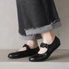 Mode 2025 Ny Vår Dam Ballerinas Rund Tå Damskor Mode Låg Klack Mary Janes Damskor Äkta Läder Retro Bruna Skor