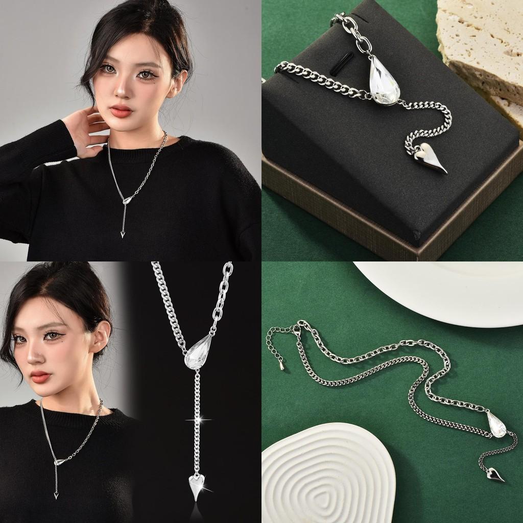 Elegant Water Drop Crystal Chain Necklace For Women Versatile Stylish Jewelry Piece