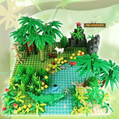 Rain Forest Parts Animal Green Grass Jungle Bush Flower Tree Plants Building Blocks DIY MOC Assemble Compatible Brands Baseplate