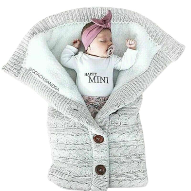 Swaddle Baby Infant Sleeping Bag Stroller Wrap Knitted Blanket Thicken Lamb Wool