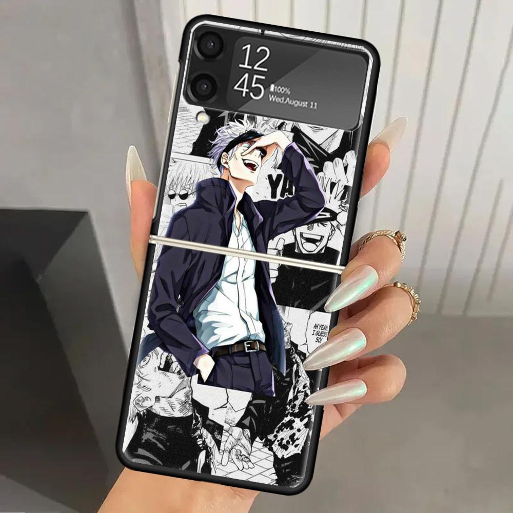 Jujutsus Gojo Satoru Harte PC-Handyhülle Für Samsung Galaxy Z Flip 6 5 4 3 Schwarze Hülle ZFlip6 Flip5 Flip4 5G Faltbare Print-Hüllen