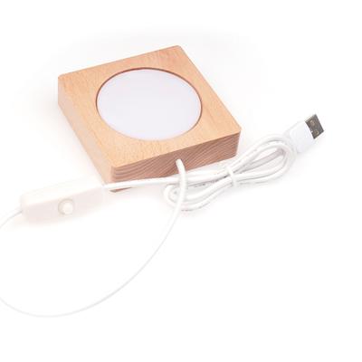 LED Night Light Socket Solid Wood Luminous Base USB Base