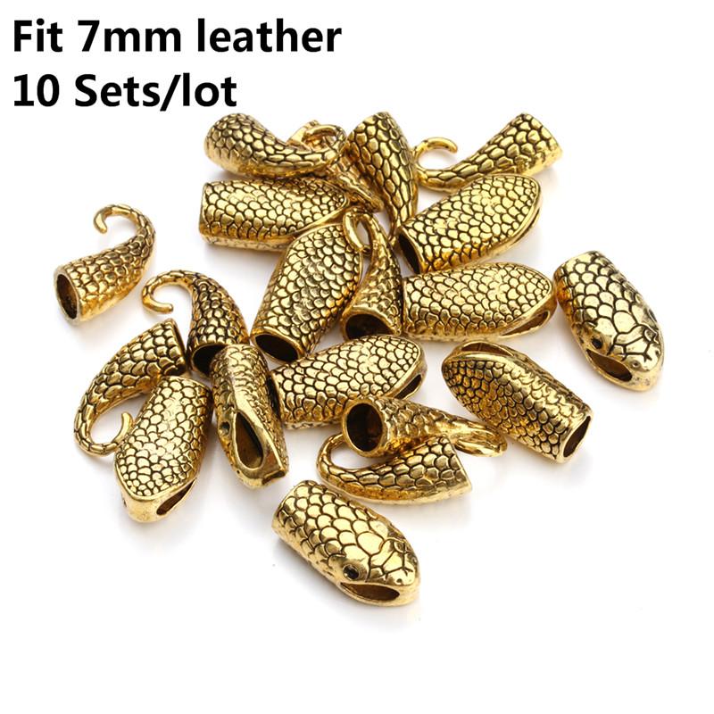 High Quality Antique Gold Color Snake Head Clasps End Caps Connector For Leather Bracelet DIY Jewelry Making Findings Wholesale