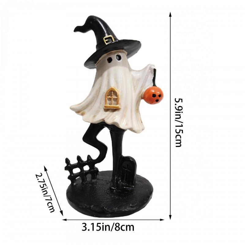 Halloween Resin Decor Set Ghost Pumpkin Figurines Home Tabletop Decoration Modern Minimalist Style