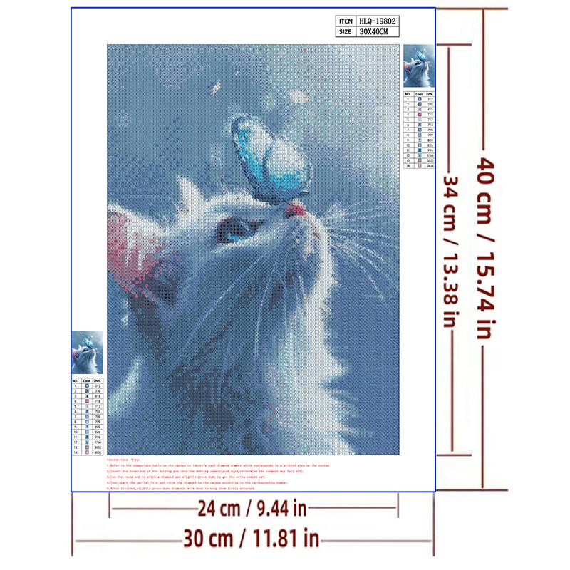 5d DIY Diamond Painting Cross Stitch Animals Cat and Butterfly Diamond Embroidery Mosaic Round Drill Home Decor Crafts