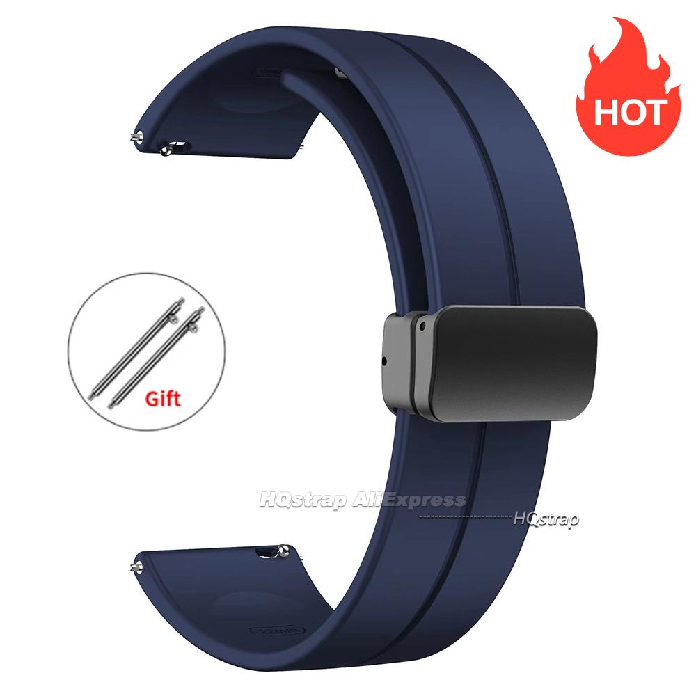 Magnetic Silicone Watch Strap 18mm 20mm 22mm Bracelet Magnetic Metal Buckle Wristband Quick Release Men Women Band Accessories