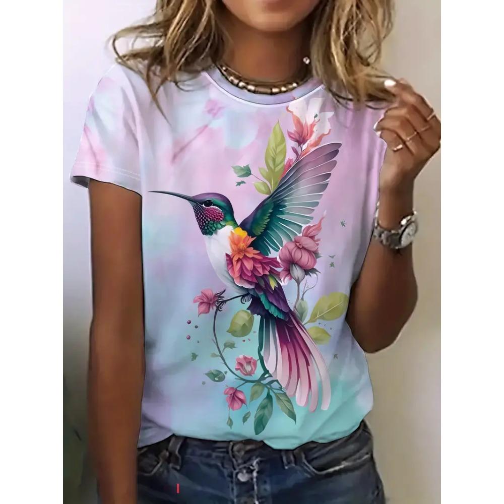 Fashion 3D Butterfly Print T Shirt For Women Summer Casual O-neck Short Sleeve Tops Kawaii Girl Tees Loose Trend Ladies Clothing