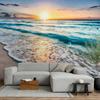 Sonnenuntergang Ozean Strand Wandbild Goldener Sonnenaufgang Küstenlandschaft Tapete für Wohnzimmer Dekoration