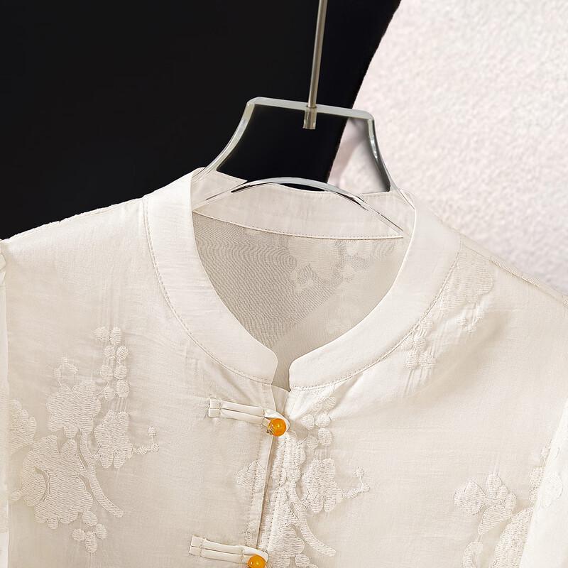 Women's New Chinese Style Lyocell Embroidered Stand Collar Shirt