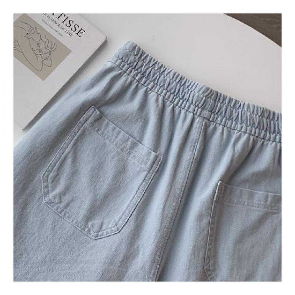 Navava Np156 Straight Casual Denim Banding Shorts