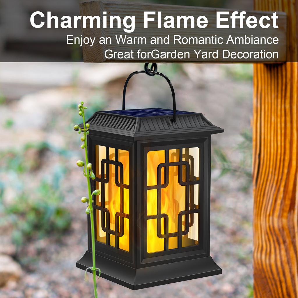 Outdoor Solar Lanterns Flickering Flame Solar Lights Hanging Waterproof LED Garden Lighting Decorative Patio Deck Yard