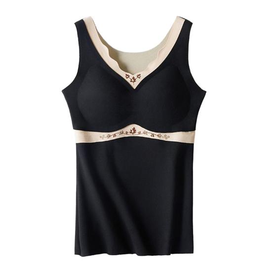 

Базовая майка Теплое термобелье с встроенным бюстгальтером Бесшовная конструкция Мягкая на ощупь Удобная многослойность Зимняя майка XXL чёрный