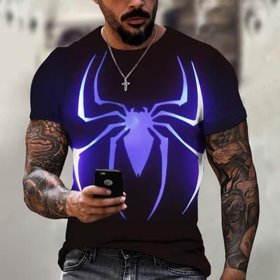 Zajímavé pánské tričko se vzorem pavouka, módní top s 3D potiskem, Harajuku hip-hop street volné pohodlné oblečení, inform.