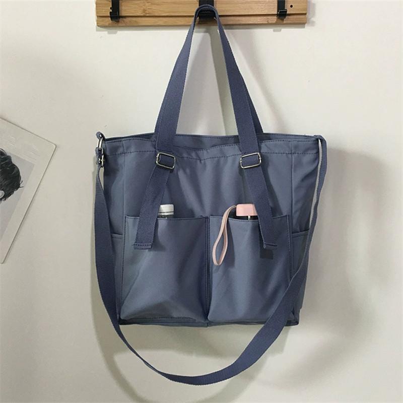 Front Pockets Nylon Handbag  Women's Large Capacity Shoulder Bag  Zipper Crossbody Bag