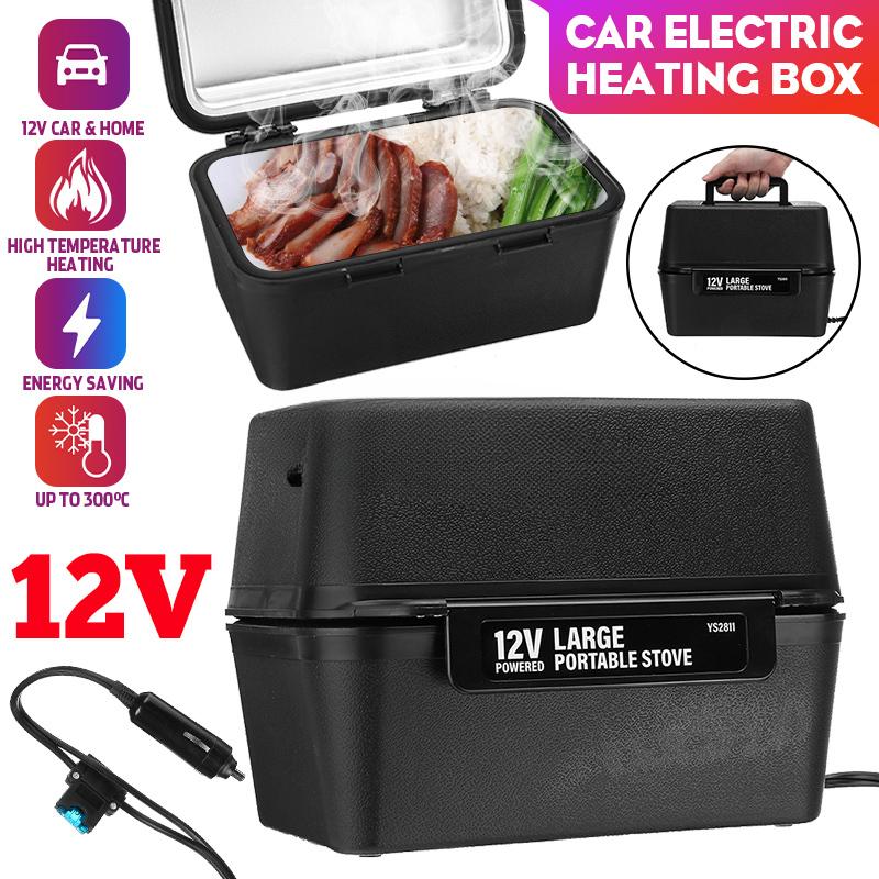 Large Capacity Electric Lunch Box Portable Electric Heating Food Warmer Heater Rice Container for Home Office Car Lunch Box Black 12V